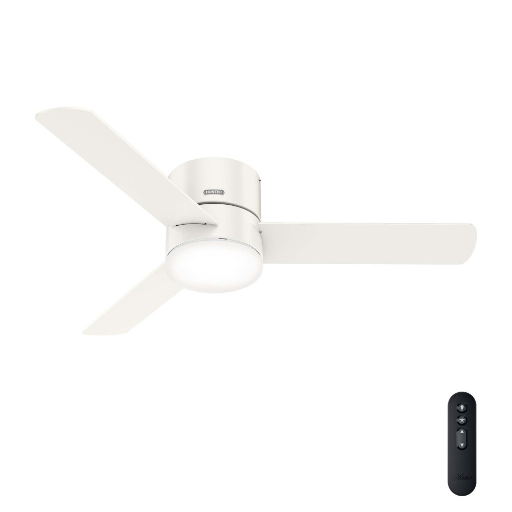 Hunter 52 inch Minimus Fresh White Low Profile Ceiling Fan with LED Light Kit and Handheld Remote